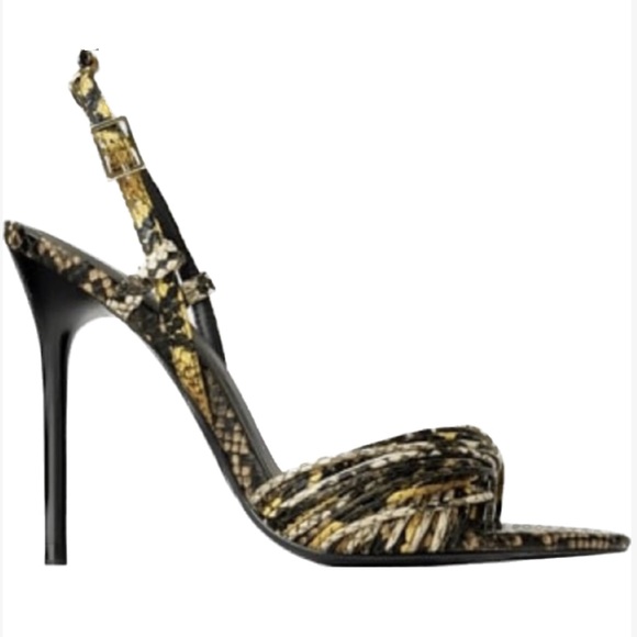 Zara High Heel Sandals w/ Animal Snakeskin Print Straps Size 7.5/38 NEW. - Picture 2 of 3